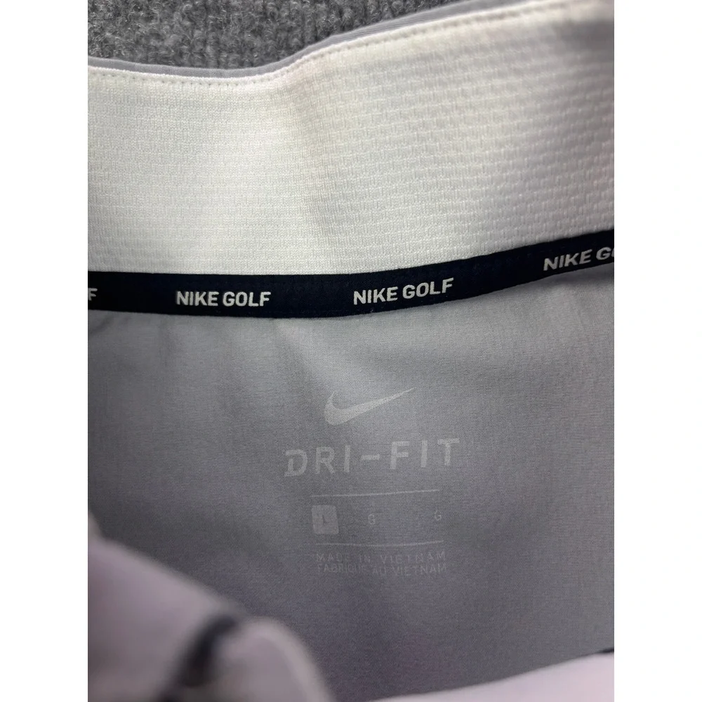 Nike Golf Quarter Zip Pullover Mens Large White Grey Dri-Fit Long Sleeve Top